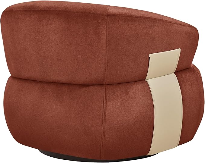 Swivel Barrel Accent Chairs-Modern Round Club Arm Chair Upholstered Living Room Armchair Single Sofa Seating Bedroom Side Reading Seat for Living Roon Office (Reddish-Velvet 2*Seats)