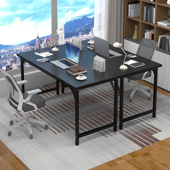 AZN 55 X 24 inch Computer Desk w/Deeper &amp Thicker Carbon Fiber Desktop Office Desk w/Sturdy Metal Frame Modern Simple Desk w/Large Legroom Study Gaming Writing Work Desk for Home Office Bedroo