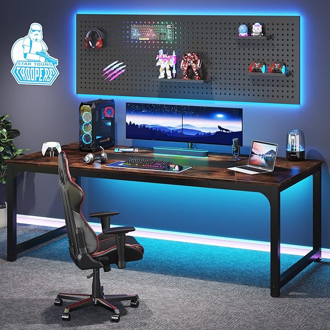 Tribesigns Modern Computer Desk 78.7 x 39.4 inch X Large Executive Office Desk Computer Table Study Writing Desk Workstation for Home OfficeRustic/Black