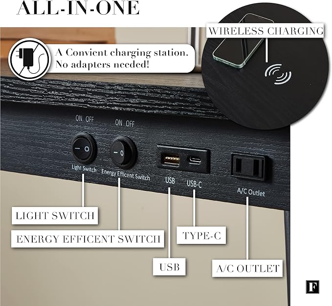 FENLO Future - 39' Modern Desk with USB-C &amp Qi Wireless Charging Station