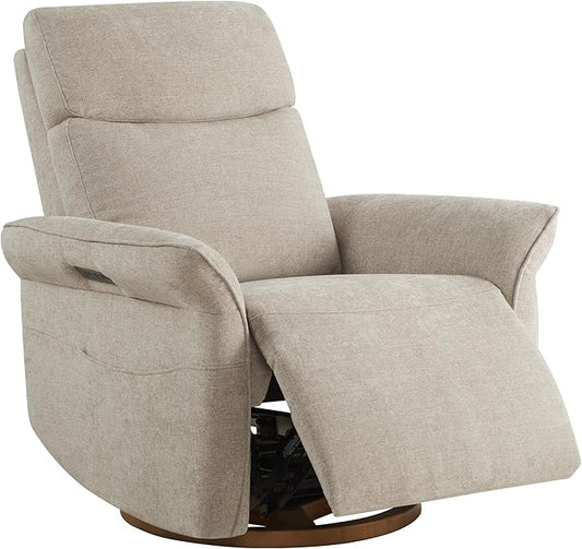CHITA Power Recliner Chair Electric Triple-Motor Swivel Glider Nursery Rocking Chair with Adjustable Power Headrest and Lumbar Support GREENGARD Gold Certified Solid Wood Base Khaki Grey