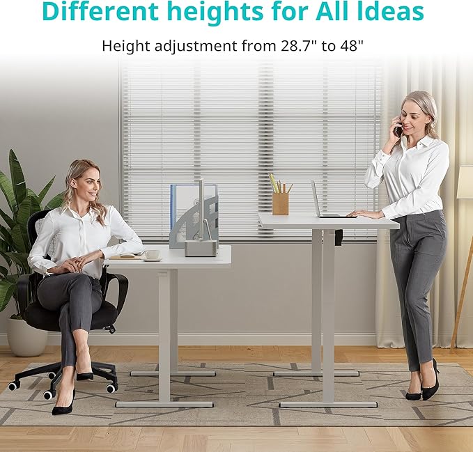 Simple Deluxe 24x63 Inches Sit Stand up Desk with Cable Management Electric Standing Desk Adjustable Height Stand up Desks Ergonomic Rising Computer Table with Memory Preset White