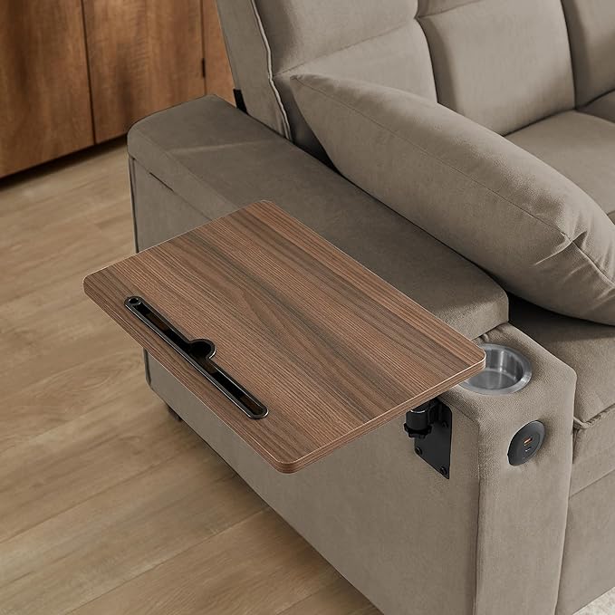 Eafurn Convertible Sleeper Sofa Bed with 360° Swivel Table &amp USB Ports Tufted Chenille Loveseat Pull-Out Couch with Storage Armrest &amp Cup Holders 6-Level Adjustable Backrest