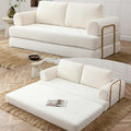 80 Convertible Sofa Bed Modern Corduroy Sleeper Sofa Folding Floor Couch with Golden Fixed-Shape Frame Beige Boneless Loveseat Sofas Bed for Living Room Bedroom No Assembly Needed