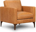 Poly &amp BARK Mateo Leather Lounge Chair – Cognac Tan Full-Grain Leather Upholstery – Modern Upholstered Accent Chair for Living Room or Bedroom – Indoor Lounge Seating with Timeless Comfort