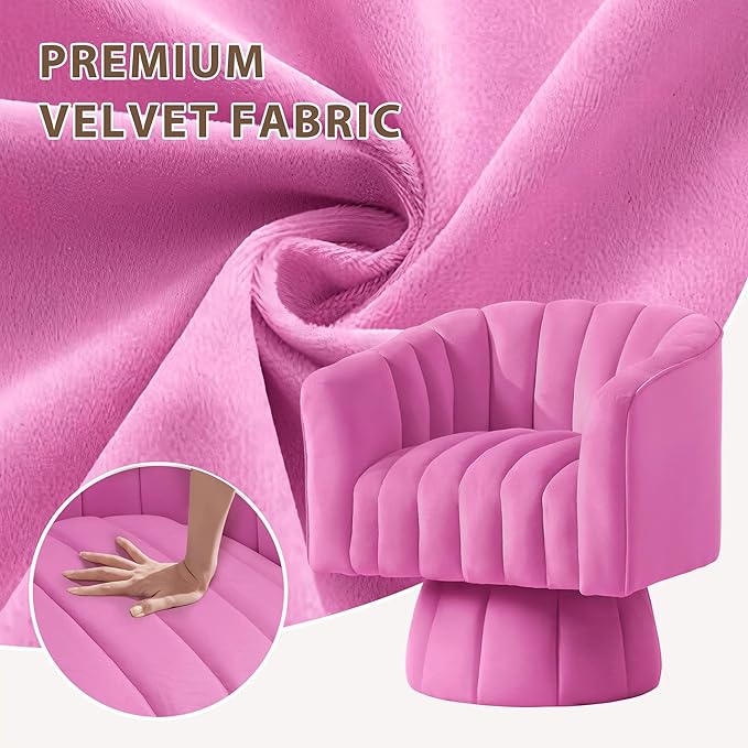 YSICK Swivel Accent Chair360°Swivel Barrel Chairs Mid-Century Chair with Wide Upholstered Modern Velvet Fabric Round Armchair for Living Room Lounge Bedroom