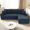 103 Modular Sectional Sofa Couch with ChaiseFolding L-Shape Sofa Bed with Deep SeatCorduroy Convertible Couch BedCompression Cloud Boneless Couches for Living Room(Navy BlueRight Facing Chaise)
