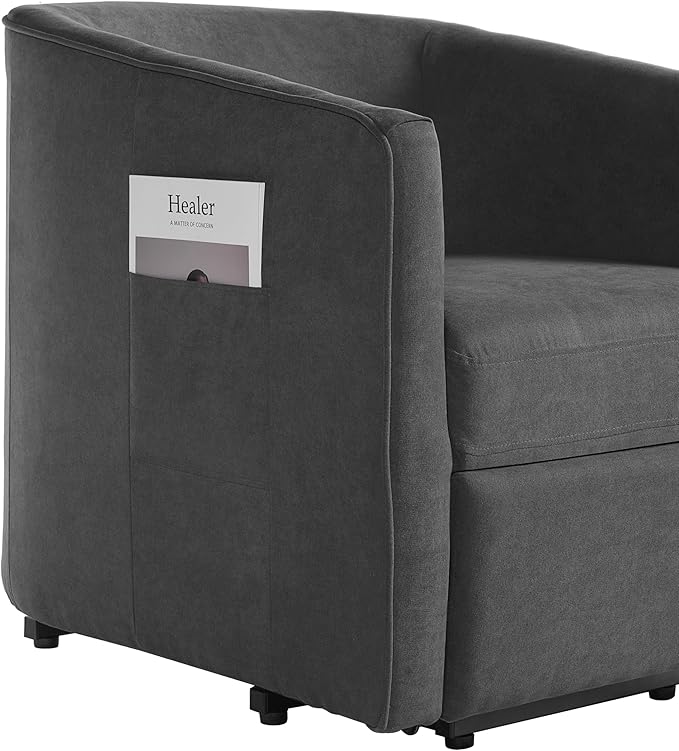 Power Lift Recliner Chair for Seniors Barrel Shape Recliner Chair with Footrest and Side Pocket Curved Armrests Lift Assist Lounge Chair Electric Lift Chair for Living Room (Dark Gray12)