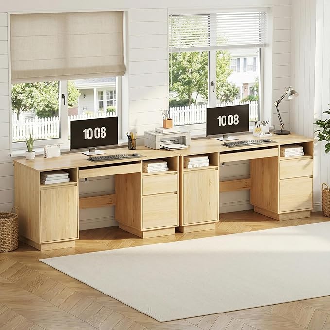 58 Modern Executive Desk with Drawers Office Desk with File Drawer &amp Open Storage &amp Power Outlet Keyboard Tray Wooden Computer Desk for Home Office &amp Studio