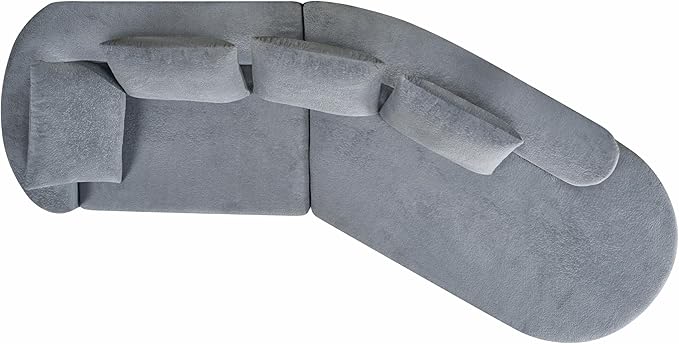 GDFStudio 116 Modern Curved Sectional Sofa with Chaise LoungePearl Upholstered Fully Compressed Sponge Couch2 Pcs SetRight Hand FacingFully Assembled Lounge Seating for Living RoomLight Gray