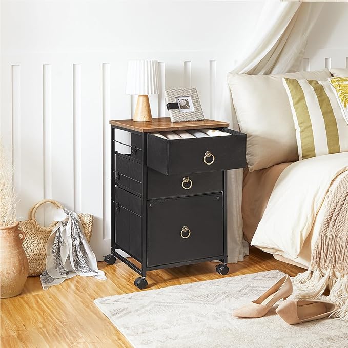 Mobile File Cabinet 3-Drawer Mobile File Cabinet Vertical Filing Office