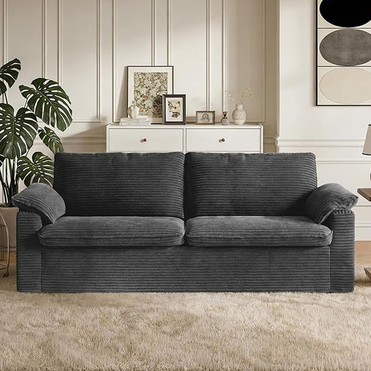 WEUP 86 Loveseat Sofa Grey Corduroy Couches for Living RoomMid Century Modern Love SeatSuper Comfy Cloud SofasDeep SeatWide ArmrestSturdy Frame for Bedroom Apartment Office