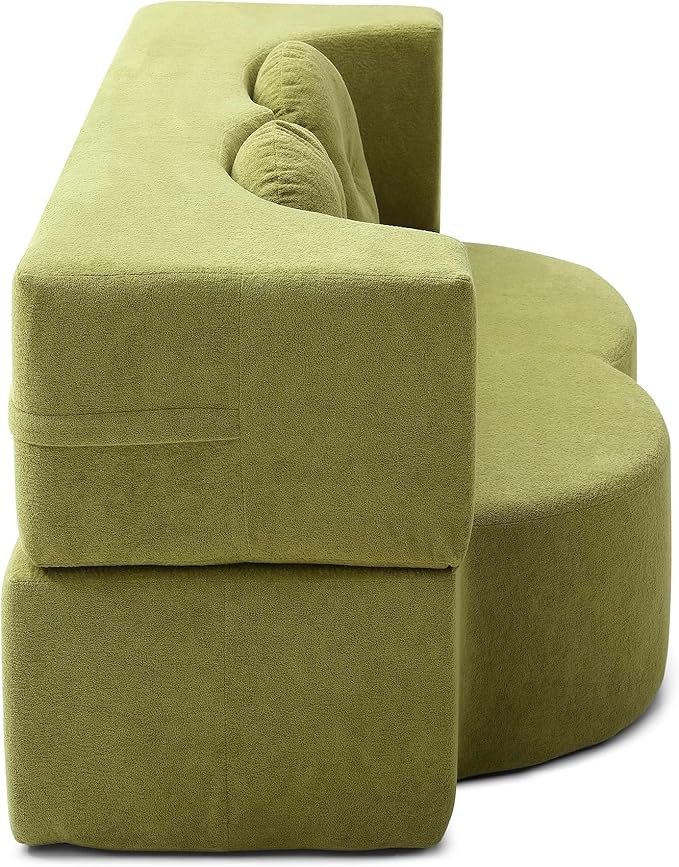 KEIKI 2-in-1 Folding Sofa Bed with Pillow Queen Sleeper Sofa Floor &amp Futon Loveseat Couch Foam Folding Mattress for Living Room Guest Use Office Apartment No Assembly Required Green