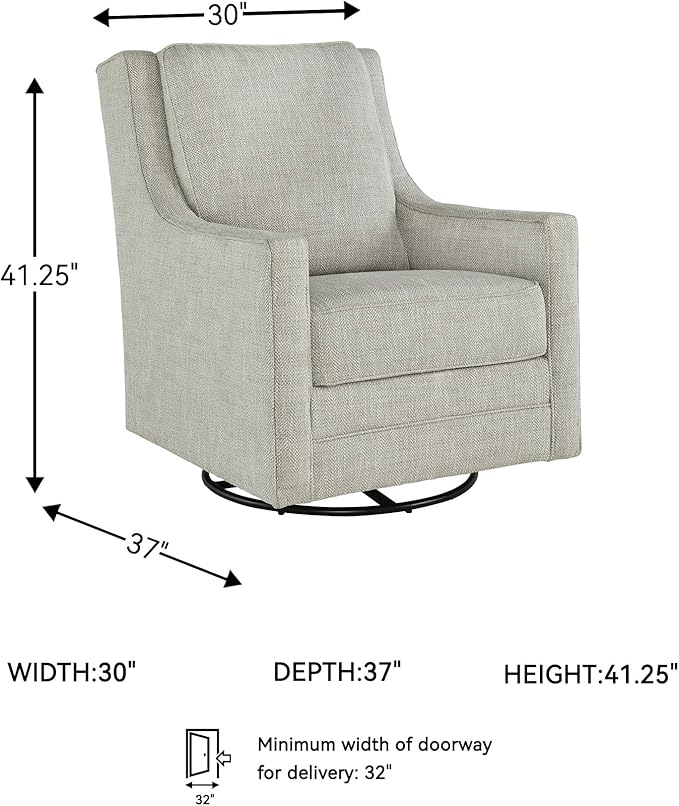 Signature Design by Ashley Kambria Casual Upholstered Swivel Glider Accent Chair Gray