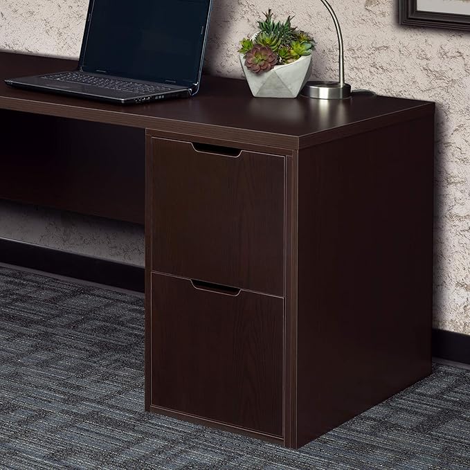 Niche Mod Freestanding Pedestal Two Drawer Filing Cabinet- Truffle