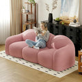 90.55 Inches 3-Seater Sofa Couch Modern Teddy Plush Boneless Sofa in a Box Soft Couches for Living Room Apartment No Assembly for Small Spaces Pink