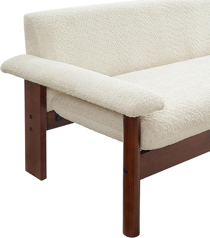 Christopher Knight Home Vincenzo 72.8 Loveseat Large Couch Chair Berber Fleece Sofa Upholstered Loveseat Soft Pillow Armchair Rubberwood Legs Couch Reading Sofa for Living Room Home Rest Beige