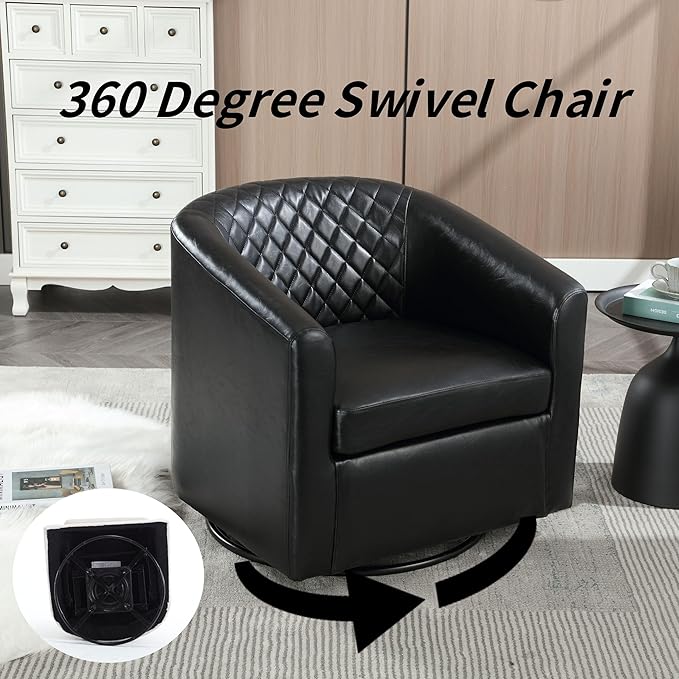 Swivel Rocker Accent ChairModern 360 Degree Swivel Barrel ChairsRound Sherpa Cozy Sofa ChairsGlide Back and Forth Armchair for Living RoomBedroomOfficeBlack