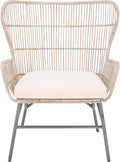 SAFAVIEH Home Collection Lenu Rattan Cushion Accent Chair Grey White Wash/Black (ACH6510A)