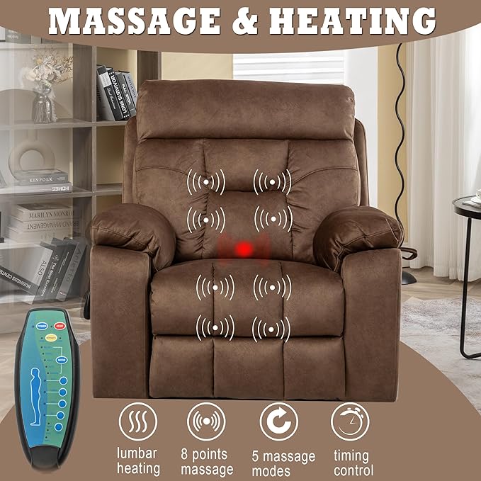 Power Lift Recliner Chair with Massage and Heating FunctionsVelvet Sofa with 2 Remote Controls and Two Cup HoldersRecline up to 160 DegreesSuitable for Living Room