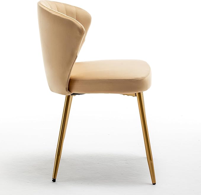 Modern Velvet Accent Chair for Living Room Bedroom Entryway or Small Spaces with Channel-Tufted Design Comfortable and Trendy Armless Seat Light Brown