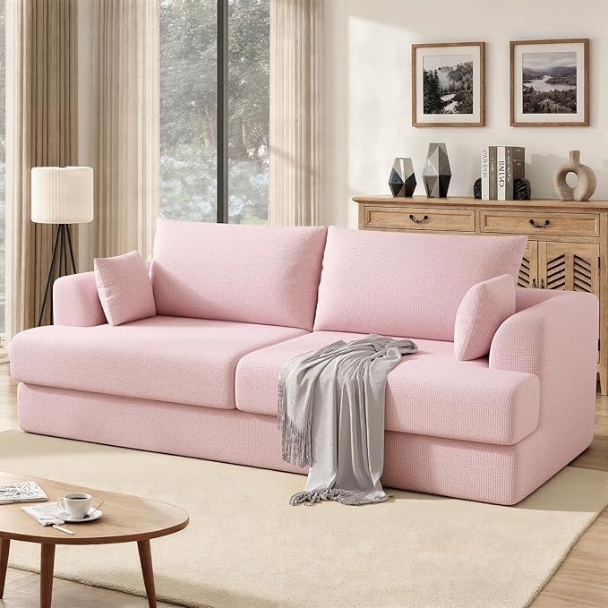 84” Loveseat Sofa Boneless Modular Sofa Couches for Living Room Cloud Couch with Deep SeatEasy Assembly for Small SpacesPink