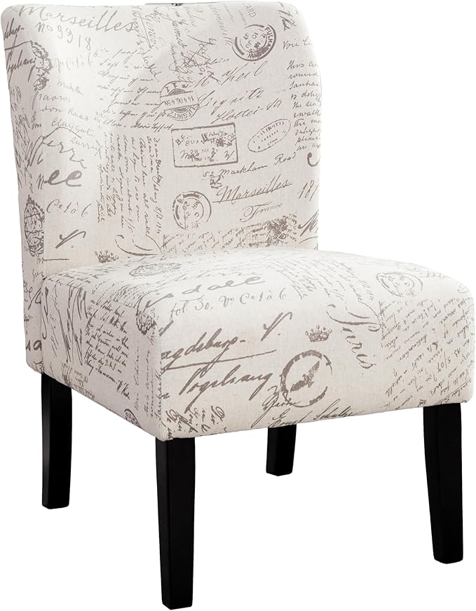 Roundhill Furniture Capa Print Fabric Armless Contemporary Accent Chair Script