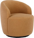 Swivel Barrel Accent Chair 360° Swivel Chair with Black Powder Coating Metal Ring Small Leisure Chair Single Sofa Chair for Living Room Hotel Bedroom Office Coffee Shop (Khaki + Wool)