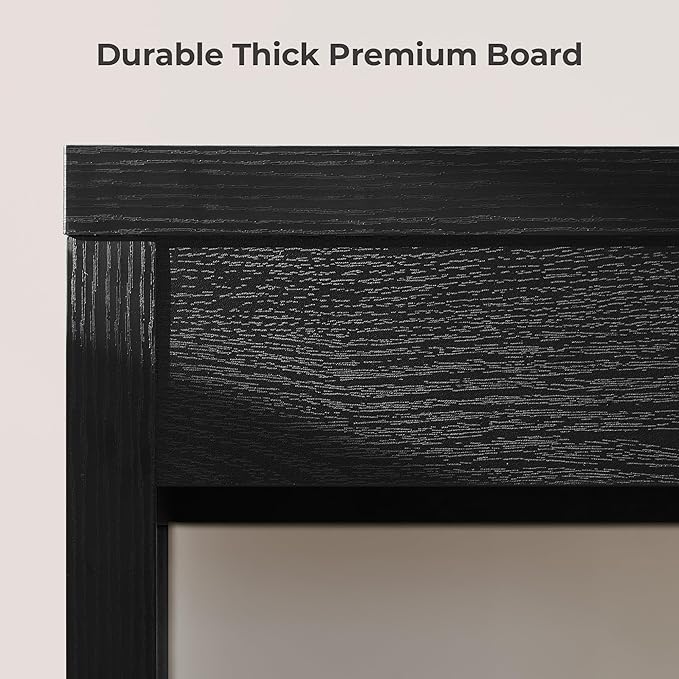 SICOTAS Computer Desk Writing Table - 47-Inch Wooden Study Desk for Bedroom Farmhouse Home Office Desk with Drawer Boho Makeup Vanity Table for Dormitory (Black Oak 1 Piece)