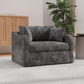 Mlmh &amp Kngwa Chenille Oversized Accent Chair 45.27 Wide Comfy Single Sofa Big Cozy Chairs with 3 Pillows Upholstered Reading Lounge Chair for Living Room Bedroom Charcoal