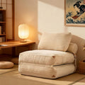 75''Foldable Sofa BedBeige Convertible Folding Sleeper Chair BedFoldable Single Sofa Foam Filling Couch with Pillow Comfy Corduroy Lazy Floor Sofa for Small Room Living Room Bedroom Apartment