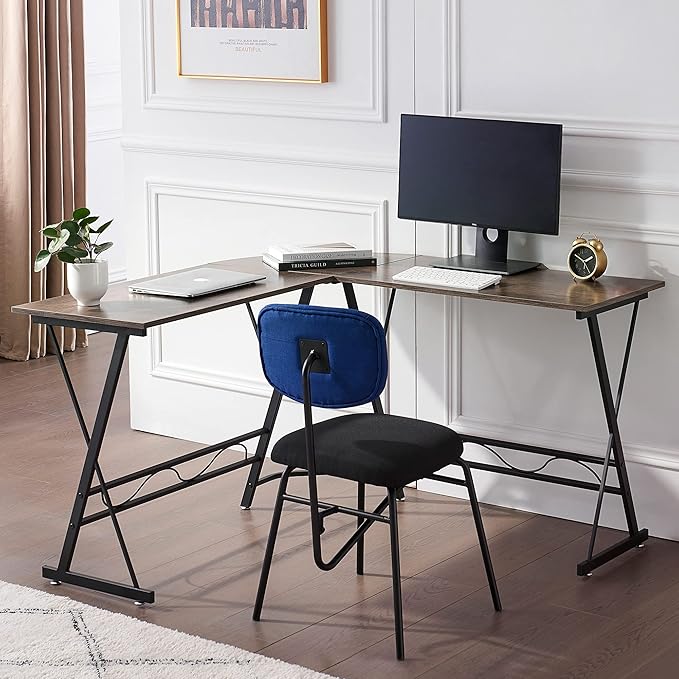 ivinta L Shaped Gaming Desk Modern Computer Desk with X-Shape Support Space-Saving Home Office Desk for Home Office Small Spaces Living Room 7449
