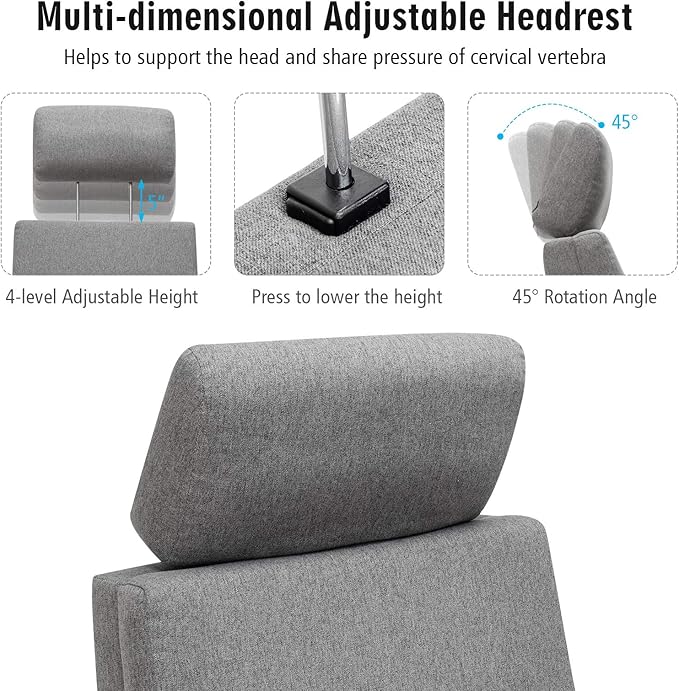 Giantex Recliner Chair with Vibration Massage 360 Degree Swivel Reclining Sofa Chair Adjustable Headrest &amp Footrest Ergonomic Recliner Chair with Side Pocket &amp Remote Control for Living Roo