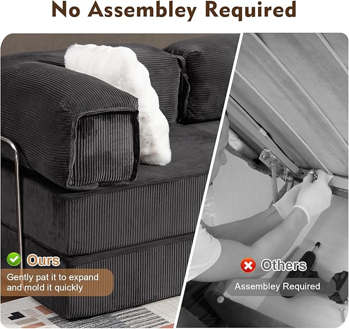 108 L Shaped Couch Modular Sectional Sofa with Chaise Cloud Boneless Couch with Deep Seat &amp Removable Pillow for Living Room BedroomNo Assembly Required（Grey）