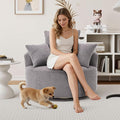 360°Swivel Accent Barrel Chair - 38.6W Boneless Oversized Upholstered with 3 Removable Pillows High-Resilience Sponge &amp Tuck Stitch Fabric Comfy Round Sofa Chair for Living Room Bedroom Apartm