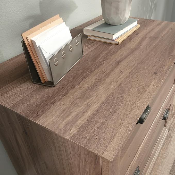 2 Drawer Small File Cabinet with Lock Under Desk Locking Storage Drawers Organizer for Home Office Engineered Wood Filing CabinetsAssembly RequiredBrown