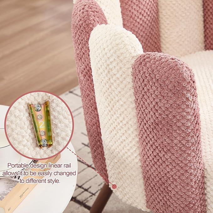 Okeysen Petal Vanity Chair Cute Chair Velvet Accent Chairs with Wood Leg Mid Century Reading Chair Armchair for Living Room Bedroom Vanity &amp Makeup Room.