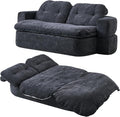 78.74 Convertible Sofa Bed Folding Loveseat Sleeper Sofa 2 in 1 Chenille Floor Couch Bed Foam Compressed Sofa with Pillows &amp Blanket for Living Room Apartment Studio Office (Grey)