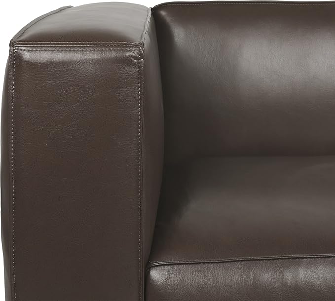 80.25 PU Leather Upholstered Couch Modern 3 Seater Sofa with Tufted Back and Square Arms Nailhead Sofa for Living Room Office Apartment Small Space Dark Brown