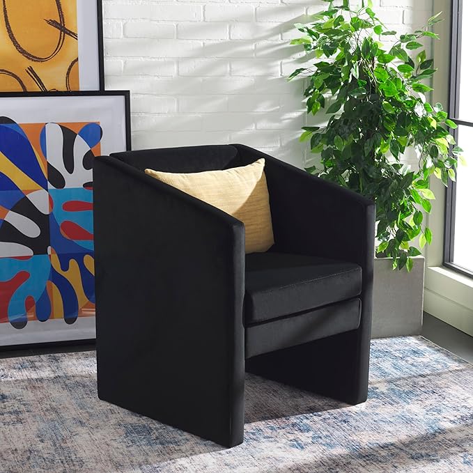 SAFAVIEH Home Collection Ylva Modern Black Velvet Accent Chair