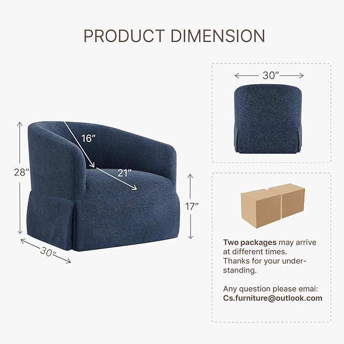 Swivel Accent Chair Set of 2 360 Degree Performance Fabric Armchair Modern Barrel Chairs Armchair for Living Room Bedroom Home and OfficeBlue