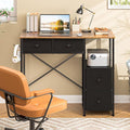 Small Computer Desk with 4 Fabric Drawers Simple Writing Desk for Home Office Compact Study Desks for Small Spaces Kids Desk Study for Bedroom Rustic Brown