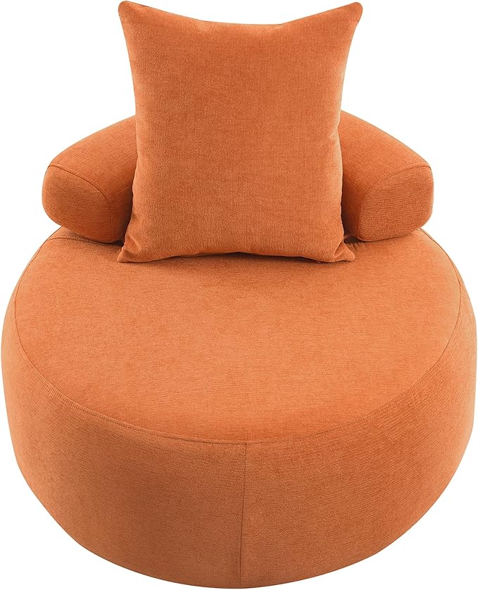 32 Solid Wood Lounge Chair with Pillow Easy to Move Modern Chenille Reading Chair High Stretch Round Sofa for Bedroom Living Room Lounge Hotel 3 Colors