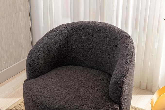 360° Gray Teddy Swivel Accent Chair for Living Room Small Round Swivel Chairs with Metal Base for BedroomBarrel Chairs for Bedroom Corner Or Small Spaces Cozy (Gray)