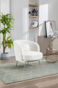 30.32 W Accent Chair Upholstered Curved Backrest Reading Chair Single Sofa Leisure Club Chair with Golden Adjustable Legs for Living Room Bedroom Dorm RoomIvory Boucle