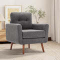 Tbfit Accent Chair Reading Chair for Living Room &amp Bedroom Mid Century Modern Arm Chair Button Tufted Upholstered Accent Chairs Sofa with Solid Wood Frame Grey | linen fabric button tufted s