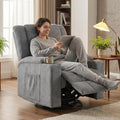Furnimart 360° Swivel Rocker Recliner Chair for Adult Manual Recliner Chair with Massage and Heat Chenille Glider Rocker Chaise Lounge for Living Room Bedroom Home Theater (Gray)