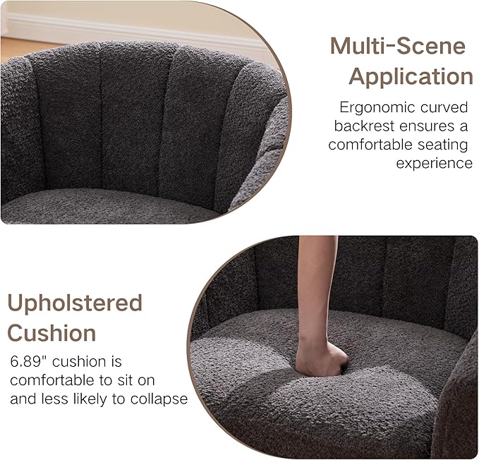 Mlmh &amp Kngwa Swivel Accent Chair Set of 2 Chenille Upholstered Swivel Barrel Chairs 360 Degree Reading Chair Single Sofa for Living Room Bedroom Charcoal