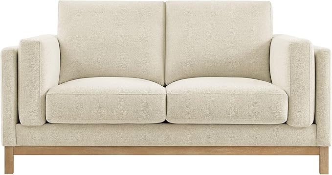 Modway Roscoe 63 Inch Fabric Loveseat in Ivory - Comfortable Upholstered 2 Seater Couch for Living Room Apartment or Office Seating
