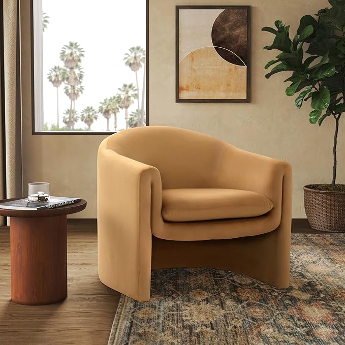 SAFAVIEH Couture Collection Laylette Pumpkin Velvet Accent Chair (Fully Assembled)